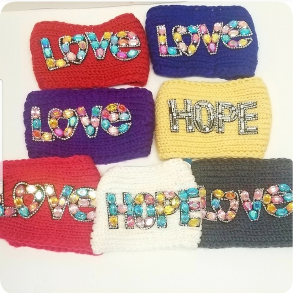 Knit Headbands Winter Wide Ear Warmer Hair Bands Crochet Embellished Headband - Picture 2 of 8